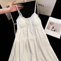 ราคา โปรโมชั่นจํากัดเวลา ชุดราตรีสลิงลูกไม้ลูกไม้สีขาวฝรั่งเศส พร้อมแผ่นรองหน้าอกสาวฤดูร้อนหลวมชุดนอนบ้านกระโปรง (44665474177)