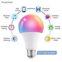 ราคา หลอดไฟอัจฉริยะควบคุมฟันสีฟ้า 15W E27 RGB LED Lamp Dimmable Home Decor (46063626284)