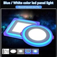 ราคา 2 ใน 1 แสงสีขาว ฟ้า โคมไฟติดเพดาน LED ดาวน์ไลท์ โคมไฟดาวน์ไลท์ ไฟติดเพดาน LEDไฟแผงสองสี แบบสี่เหลี่ยม แบบกลม (24834212808)