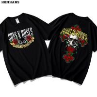 ราคา สีแดงเกาหลี Guns N Roses Guns Roses Gun ดอกไม้ Band Rock ผ้าฝ้ายแท้แขนสั้นเสื้อยืดผู้ชายผู้หญิงหลวมอินเทรนด์ (56412149883)