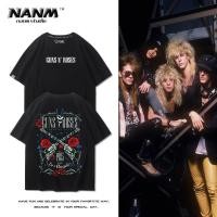ราคา Guns N Roses Guns และ Roses ปืนดอกไม้เสื้อยืดแขนสั้นผู้ชายผู้หญิง Rock หลวมผ้าฝ้ายอินเทรนด์ (55362144875)
