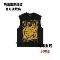 ราคา Nirvana Nirvana Smiley American Retro Rock หลวมขนาดใหญ่เทียนแขนกุดนําเข้าหมึกสีขาวความร้อน Transfer (46864308590)