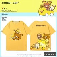ราคา ญี่ปุ่น Rilakkuma การ์ตูนผ้าฝ้ายแท้แขนสั้น 2025 ใหม่ Rilakkuma น่ารักพิมพ์หลวม Street สวมใส่คู่เสื้อผ้า (40532642153)