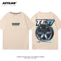 ราคา ญี่ปุ่น RAYS ขอบ TE37 ล้อดัดแปลงรถ jdm เสื้อยืดแขนสั้นผู้ชายผู้หญิงผ้าฝ้ายแท้ครึ่งแขนเสื้อผ้าชั้นนํา (40382678449)