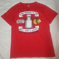 ราคา เสื้อยืด NHL Chicago Blackhawks แชมป์ Stanley Cup 2013 แบรนด์ Majestic สีแดง ไซส์ M (48667561644)