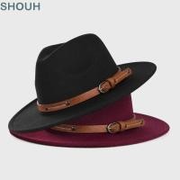 ราคา SHOUH Felt Fedora หมวกปานามาวินเทจนุ่มแฟชั่นปีกกว้างหรูหราพร้อมเข็มขัดหัวเข็มขัดแจ๊สหมวกผู้ชายผู้หญิง (57717650866)