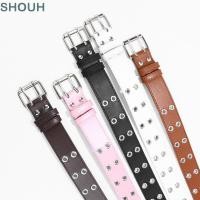 ราคา SHOUH กระเป๋าคาดเอว กระเป๋าคาดเอวสีทึบรูคู่ เข็มขัดคาดเอวหนัง PU ปรับได้ Punk เด็ก (54867723625)