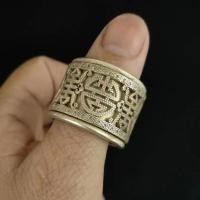 ราคา แหวนนิ้วหัวแม่มือเงินทิเบต รูปแบบความสุขสองเท่า แกะสลักแหวนสไตล์ สไตล์แห่งชาติย้อนยุค (47517771003)