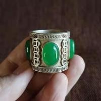 ราคา แหวนนิ้วหัวแม่มือเงินทิเบต ฝังด้วยมรกตและทับทิม สไตล์ย้อนยุคแบบทิเบต (50108719021)
