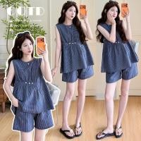 ราคา ชุดคลุมท้อง ฤดูร้อนอารมณ์ลายสก๊อตเสื้อแขนกุด กางเกง เชือกรูด กระโปรงสูทสองชิ้น (54564233980)