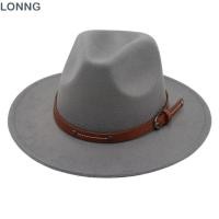 ราคา LONNG Felt Fedora หมวก กว้าง Brim พร้อมเข็มขัดหัวเข็มขัดปานามาหมวก แฟชั่น Vintage Soft Jazz หมวกผู้ชายผู้หญิง (57717650873)