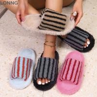 ราคา LONNG รองเท้าแตะสไลด์ผู้หญิง กันลื่น EVA Outsole รองเท้าแตะขนแกะ Faux สักหลาดซับนุ่มลายรองเท้าแตะบ้านในร่มสําหรับฤดูใบไม้ร่วงฤดูหนาวในร่มใช้ (56317522866)