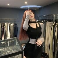 ราคา มาใหม่ เวอร์ชั่นเกาหลีสไตล์ใหม่แยกแฟชั่นเย็บสีคมชัดเอวแคบ ผอมลง ดูสาวร้อนแขนยาวความปรารถนาบริสุทธิ์คอสี่เหลี่ยม ชุดจั๊มสูท กระโปรงสะโพก (50267816383)