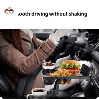 ราคา BEF Universal Car Cup Holder Tray With Dual Cup Holder Organized Table Food Car Tray Portable Adjustable Drink Stand TH (53717312383)