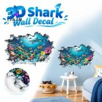 ราคา LAKAM สติ๊กเกอร์ติดผนังฉลามโลกใต้น้ํา PVC ที่ถอดออกได้ Shark Wall Decal Self Adhesive Ocean Wall Sticker Entryway Decor (52218848966)