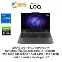 ราคา LENOVO LOQ 15IRX9 83DV00LFTA NOTEBOOK (โน๊ตบุ๊ค) INTEL CORE I7-13650HX / RTX 4050 6GB GDDR6 / RAM 24GB / SSD 512GB / WIN 11 HOME / ประกันศูนย์ 3 ปี (5211)