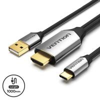ราคา USB-C to HDMI Cable with 2in1 (USB,Type-C) 1M - Vention (D2100317)