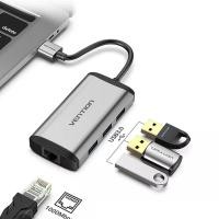 ราคา Hub 4in1 USB3.0 Gigabit Ethernet Docking (Black,CKB) 0.15M - Vention (D2100520)