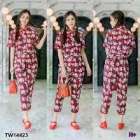 ราคา Garden Clothes ชุดเซ็ท SET #สาวอวบ เสื้อคอจีน+กางเกงขา4ส่วน ลายดอก สีแดง (1732218767302167231)