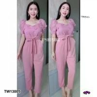 ราคา Garden Clothes ชุดจั๊มสูท จั้มสูทขายาวสีพื้นผูกเอว สีชมพู (1732225614924057279)