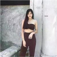 ราคา The Perfect Ladies Set เสื้อเกาะอก ผูกอก + กางเกงขายาว สีน้ำตาล (1729550847843535298)