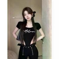 ราคา เสื้อยืดแขนสั้นพิมพ์ลายสีดำ, เสื้อเบลาส์ฤดูร้อน, ชิ้นเดียว, เสื้อสลิมมิ่ง, สีชมพูอ่อน, เสื้อเกาะอก Acubi, สำหรับผู้หญิง, เสื้อกล้ามทหาร (1730866629866916827)