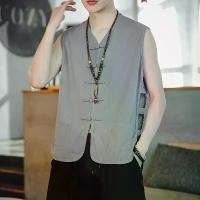 ราคา เสื้อกั๊กผ้าลินิน สไตล์ลำลองฤดูร้อน แขนกุด สำหรับผู้ชาย ดีไซน์ย้อนยุค กระดุมจีน เสื้อแขนกุด ทำจากผ้าฝ้ายลินิน (1731742008445863875)