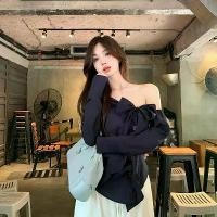 ราคา SYU เสื้อเชิ้ตไหล่เฉียงโบว์ไม่สม่ำเสมอแขนยาว, ดีไซน์สวย, เรียบหรู, เหมาะสำหรับผู้หญิง, ฤดูใบไม้ร่วง 2024 มาใหม่, การออกแบบเฉพาะ, เสื้อกระชับสัดส่วน เสื้อครอปแขนยาวคนอ้วน เสื้อผูก (1731620196337027682)