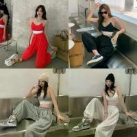 ราคา (พร้อมส่งจากไทย)ชุดเซท เสื้อสายเดี่ยว กางเกงขายาว ขาจั้ม ผ้าใส่สบายราคาถูก (1729481314964310211)