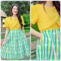 ราคา ชุดเดรสผ้าไทย แต่งโบว์ 2 อันที่ช่วงเสื้อ เดรส Dress เสื้อผ้าผู้หญิง ชุดทำงานผู้หญิง ชุดทำงานผ้าไทย เดรสผ้าไทย ชุดกระโปรง เสื้อผ้าแฟชั่น เดรสน่ารักๆ เดรสทำงาน ผ้าไทย ชุดผ้าไทย เดร (1730995264159189983)