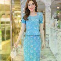 ราคา เข้าเซ็ท เสื้อผ้าถุงแบบ ผ้าฝ้ายทอลาย งานตัดสวยเนี๊ยบ แพทเทิร์นสวย อัดผ้ากาวอย่างดี ดีไซน์เก๋ สวยทันสมัย ชุด พม่า Women ผู้หญิง Clothing เสื้อภูไทกาฬสินธุ์ ไซส์ใหญ่ ไทย ผ้าถุง สี ผ้า (17302976419489738