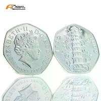 ราคา เหรียญสำเนาหอเล็ก 50P Fifty Pence Elizabeth II EIIR II ปี 2009 เงินบริติชและชุบทอง (1732308362212182615)