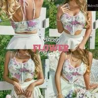ราคา Flower Vintage Top เสื้อครอปลายดอกไม้ วินเทจ บรา2ชั้น สายเดี่ยว ผูกคอ สีขาว #CT15 (1731810412589253858)