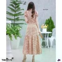 ราคา Garden Clothes ชุดเดรส แม็กซี่เดรสคอจีน เนื้อไหมพิมพ์ลายสก๊อต .. สีน้ำตาล (1732225630399335103)