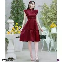 ราคา Garden Clothes ชุดเดรส เดรสคอจีนแขนกุดไหล่ระบาย สีพื้น .. สีแดง (1732225600085723839)