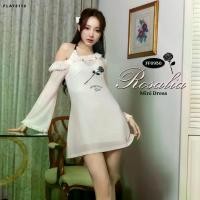 ราคา FLAT2112 FF0950 : ROSALIA MINI DRESS ชุดเดรส ชุดปาดไหล่ ชุดผูกคอ (1731802497785891385)