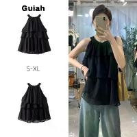 ราคา เสื้อกั๊กเปิดไหล่ สไตล์ฝรั่งเศส อ่อนโยน แขนกุด สไตล์ผู้ใหญ่ เสื้อสายเดี่ยวสตรีฤดูร้อน ขอบระบาย ผ้าชีฟองเฉพาะ เสื้อสายเดี่ยว GUIAH Women Clothing (1731032465109452843)