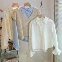 ราคา .. เสื้อเชิ้ตสั้นฤดูใบไม้ผลิ คอลเลคชั่น Wanren สำหรับผู้หญิง มาใหม่ สามารถใส่ด้านในและด้านนอกได้ แขนยาว สีขาว เสื้อความรู้สึก เสื้อ ลูกปัด ใส่ ไป ทะเล เสื้อ baby tee ออม ก (1731250321413277295)