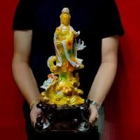 ราคา ssskdiehd ความคงทน เจ้าแม่กวนอิม สีทอง พระมหาโพธิสัตว์ ปางประทานพร ประทับบนมังกร(สูง45ซม.)องค์ใหญ่มาก ปลุกเสกจากวัดมังกร งานสวยพรีเมี่ยม (1732097165637420543)