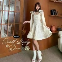 ราคา FLAT2112 FF0505 : SWEET LADY DRESS เดรสดีเทลผูกโบว์ช่วงไหล่ (1729644901938924089)
