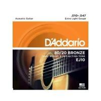 ราคา ของแท้ สายนุ่ม D'addario สายกีต้าร์โปร่ง Acoustic Guitar String รุ่น EJ-10 (1729746415208139567)