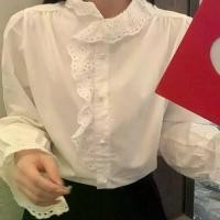 ราคา เสื้อเบลาส์คอปกขอบลูกไม้ฝรั่งเศสสำหรับผู้หญิง, วัสดุผ้าฝ้าย, เสื้อแฟชั่นอเนกประสงค์, สไตล์เกาหลี, แขนกระดิ่งชั้นใน, เสื้อเชิ้ตสีขาว, [COD] เสื้อ กราม อก 50 คอปาด เสื้อผ้า zara สียีนส์ girl (1731735183