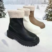 ราคา Crazy Snow รองเท้าบูทหนังลุยหิมะ รองเท้าบูทหนังบุขนกันหนาว รุ่น Cozy Cuff Ankle Boots (a866_1) (1730857292430084546)