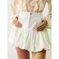ราคา [Pomelo] กระโปรงลายฉลุทรงบอลลูน / Eyelet Bubble Skirt (1731661499395048539)