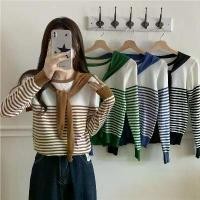 ราคา เสื้อไหมพรม เสื้อแขนยาวลายทางมีผ้าคลุมไหล่น่ารัก Stripe knit sweater with shawl 32138 จัดส่งเฉพาะจุด Women Clothing ผู้หญิง (1731674875618822352)