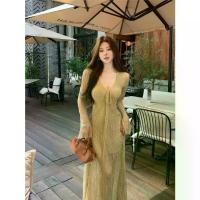 ราคา เดรสแขนกระดิ่ง สีกากี สำหรับผู้หญิง ฤดูใบไม้ร่วง แขนยาว คอวี ผูกเอว เดรสทรงเอ ยาวปานกลาง ดีไซน์ ชุด ปาเต๊ะ เดรสดินเนอร์ สุดหรู ชุด เซต ผ้า ไทย ชุด ผ้า ไทย ประยุกต์ เดรส (1732420434104321647)
