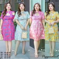 ราคา เดรสสาวอวบ ทรงรูดอก น่ารักสดใส ลายดอกคัลเลอร์ฟูล อก40-50 Peppermint PlusSize (634 612)) (1729592163659123470)