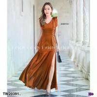 ราคา Garden Clothes ชุดเดรส แม็กซี่เดรส โบว์ไหล่ ยาวระบายชาย .. สีส้มอิฐ (1732218737486498495)