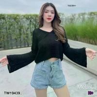 ราคา Garden Clothes เสื้อเชิ้ต & เบลาส์ เสื้อครอปไหมพรมแขนยาว .. สีดำ (1732225639126502079)