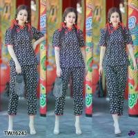 ราคา Garden Clothes ชุดเซ็ท SET #สาวอวบ 2 ชิ้น กี่เพ้าแฟชั่น เสื้อคอจีน + กางเกงขา 4 ส่วน.. สีดำ (1732225641902213823)